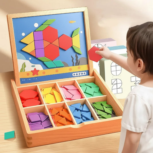 Fun Learning Wooden Shape Sorting Blocks Toy Set - Lusomart