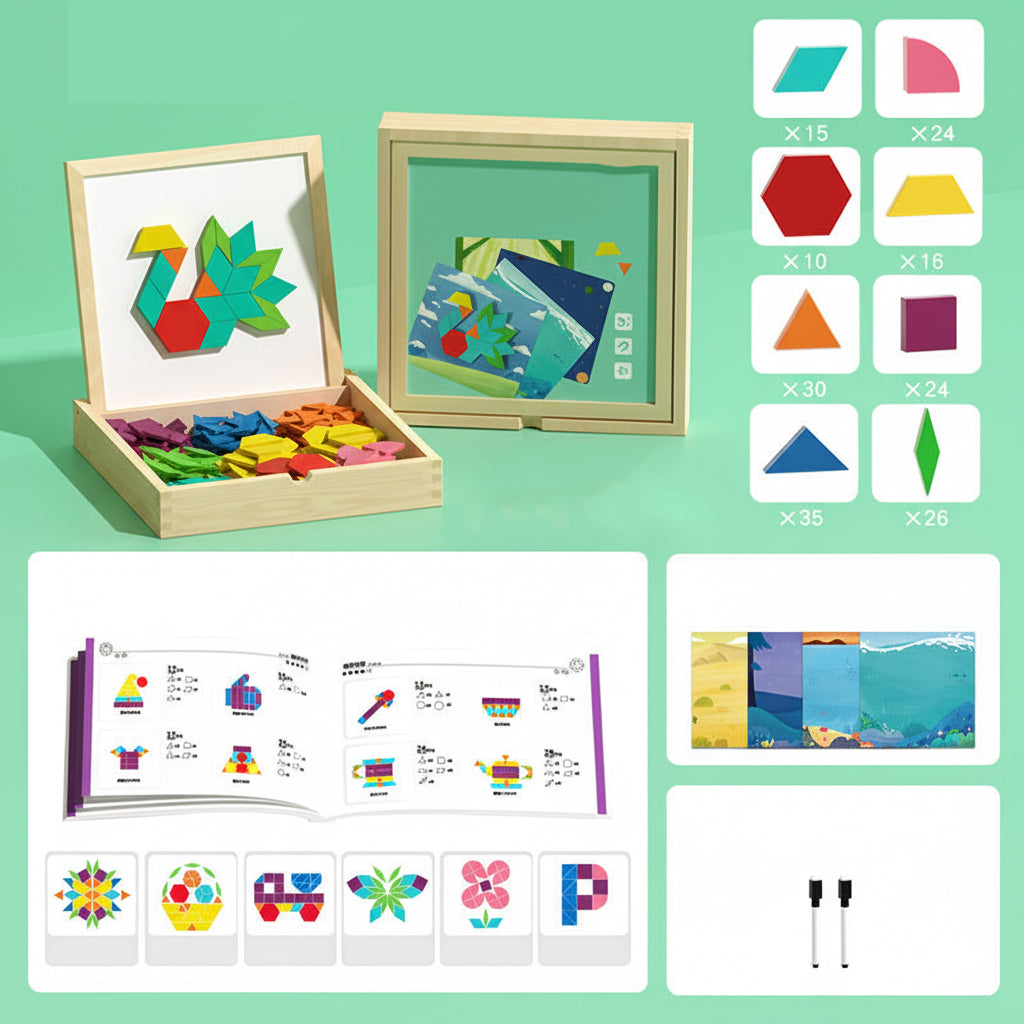Fun Learning Wooden Shape Sorting Blocks Toy Set