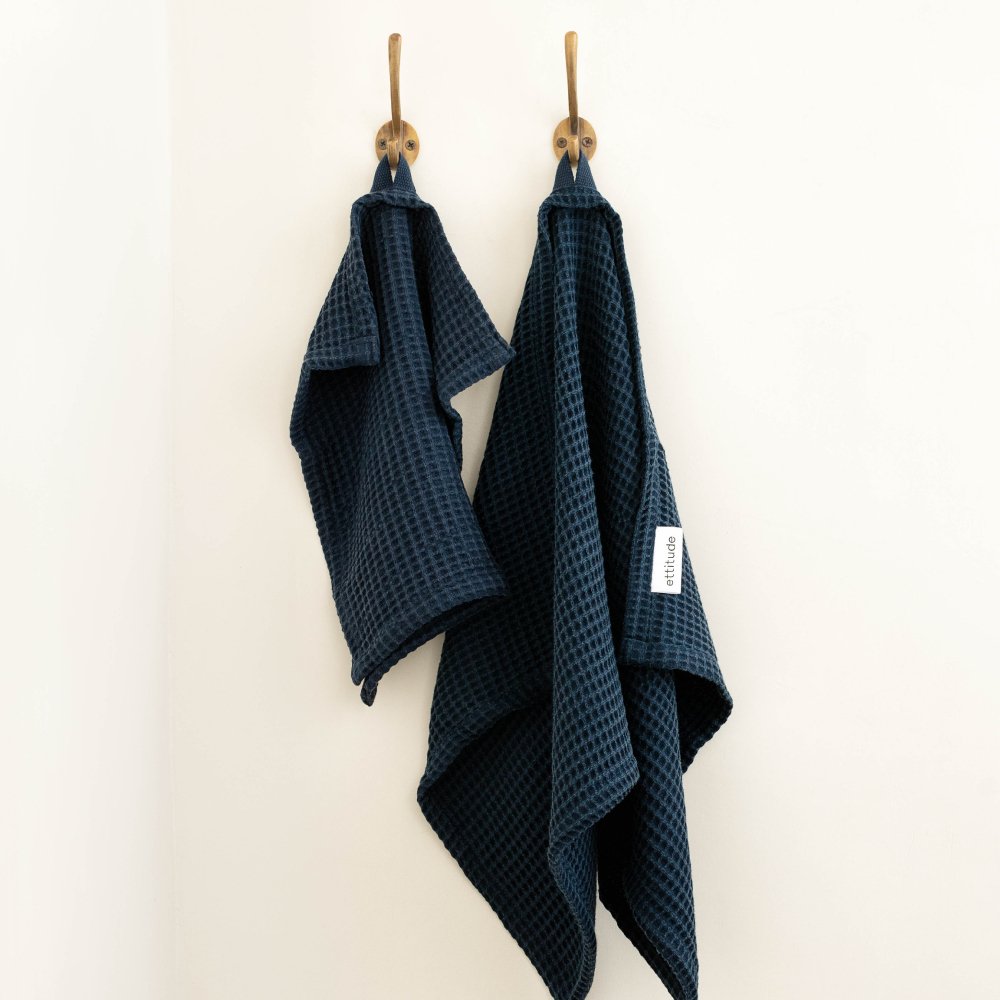 Natural Bamboo Plush Waffle Bath Towels 2 Pack Set