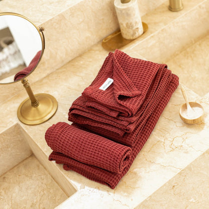 Natural Bamboo Plush Waffle Bath Towels 2 Pack Set