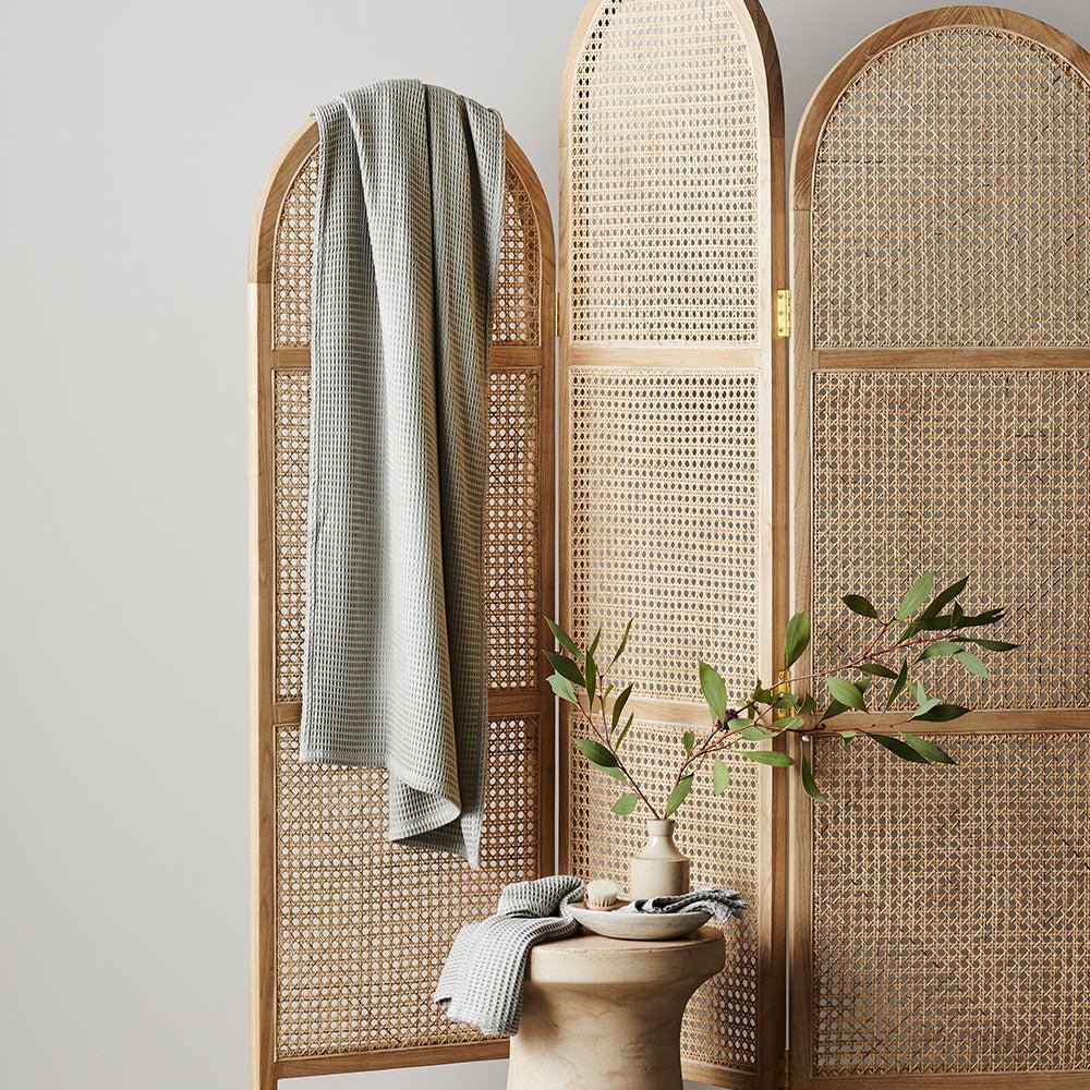 Natural Bamboo Plush Waffle Bath Towels 2 Pack Set