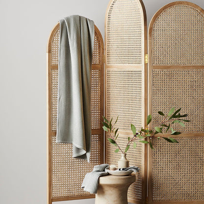 Natural Bamboo Plush Waffle Bath Towels 2 Pack Set