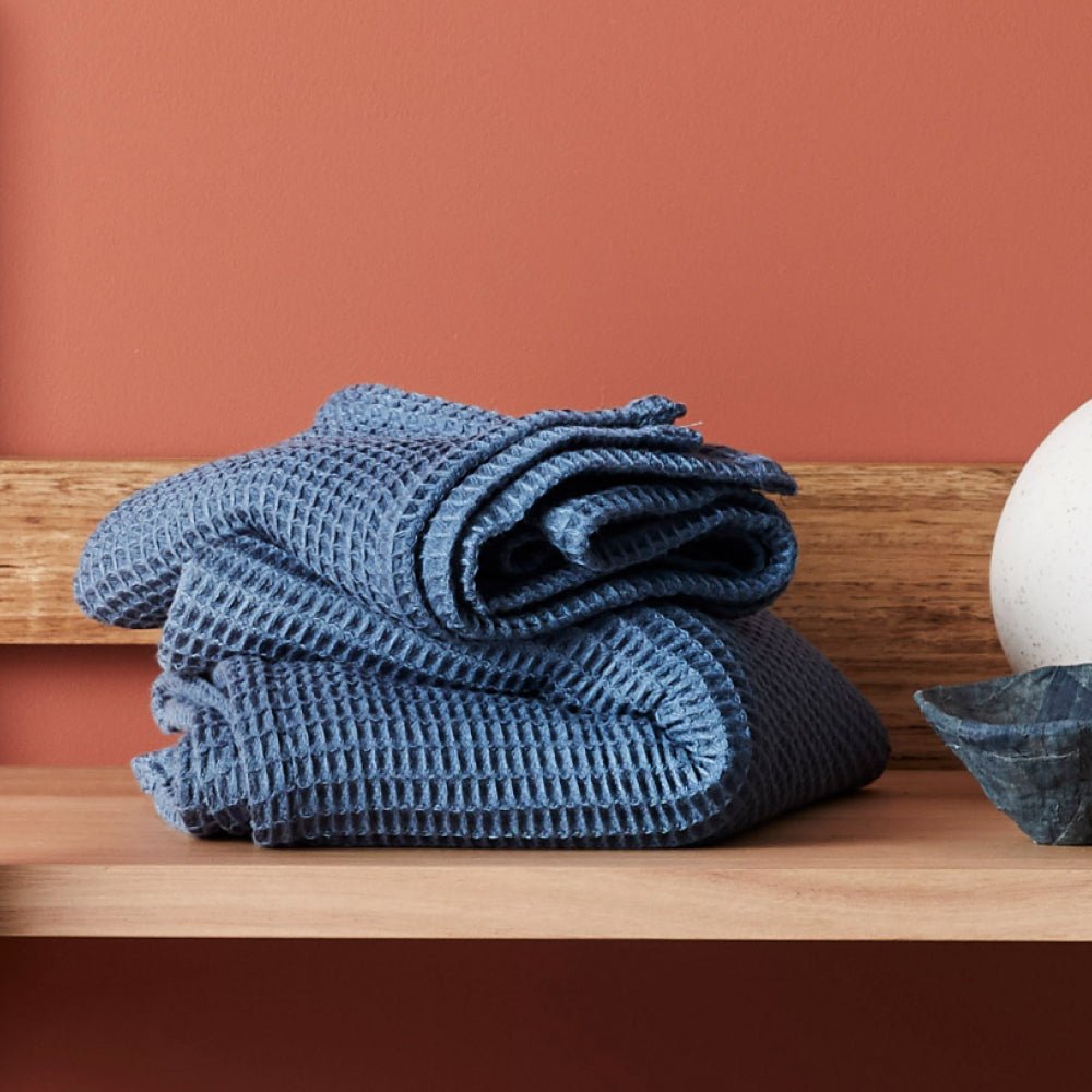 Natural Bamboo Plush Waffle Bath Towels 2 Pack Set