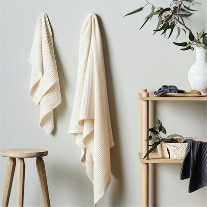 Natural Bamboo Plush Waffle Bath Towels 2 Pack Set - Lusomart