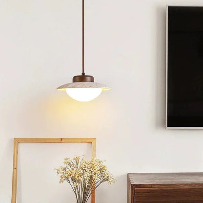 Natural Stone Round LED Hanging Light