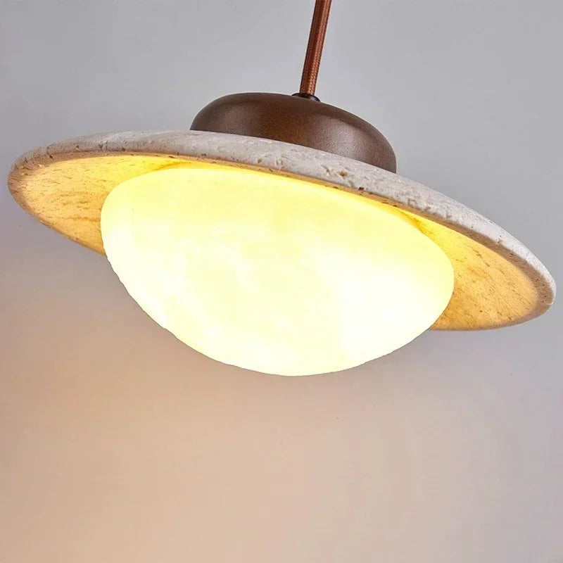 Natural Stone Round LED Hanging Light