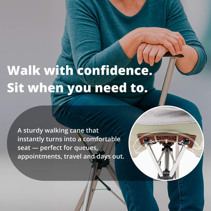 Compact Folding Walking Stick Seat