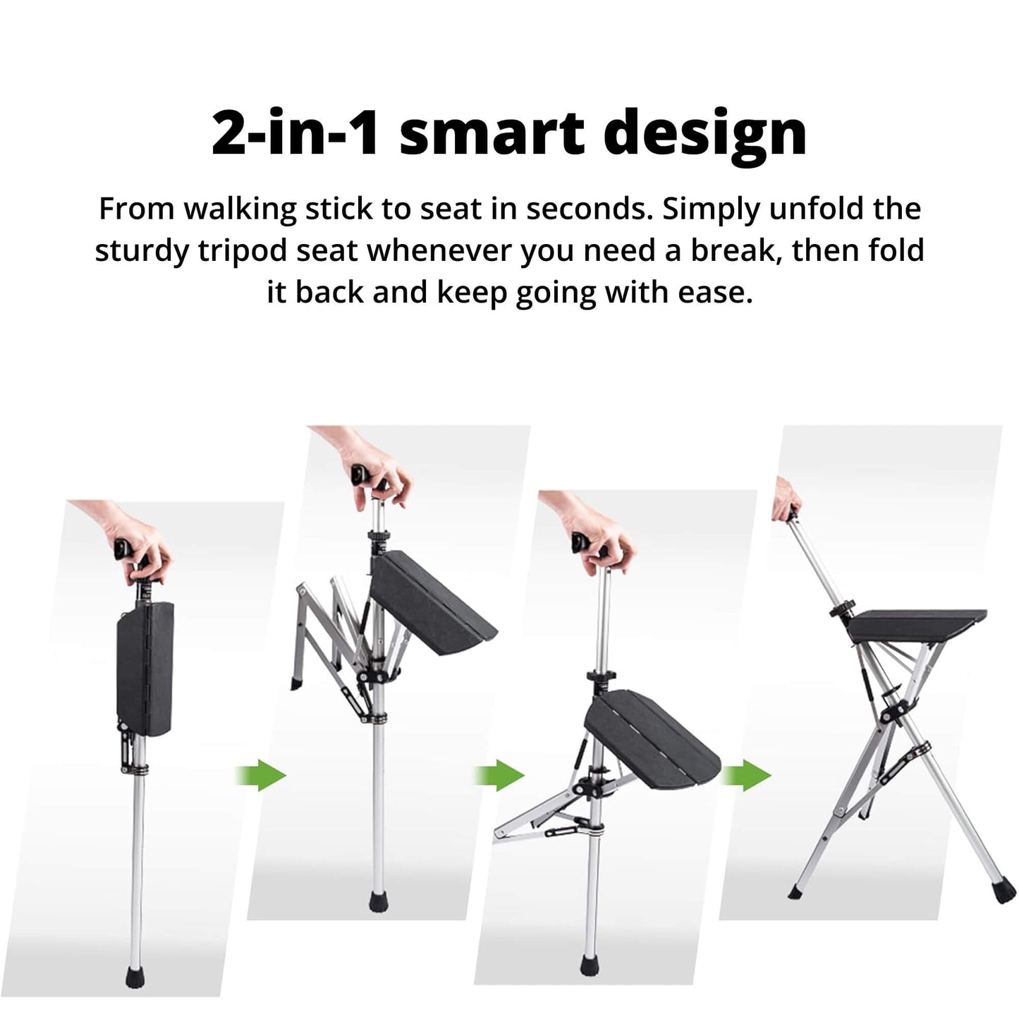 Compact Folding Walking Stick Seat