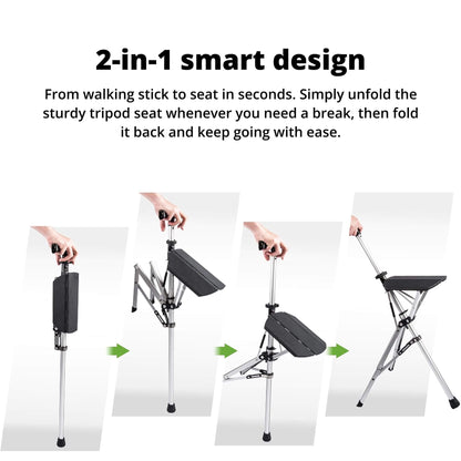 Compact Folding Walking Stick Seat