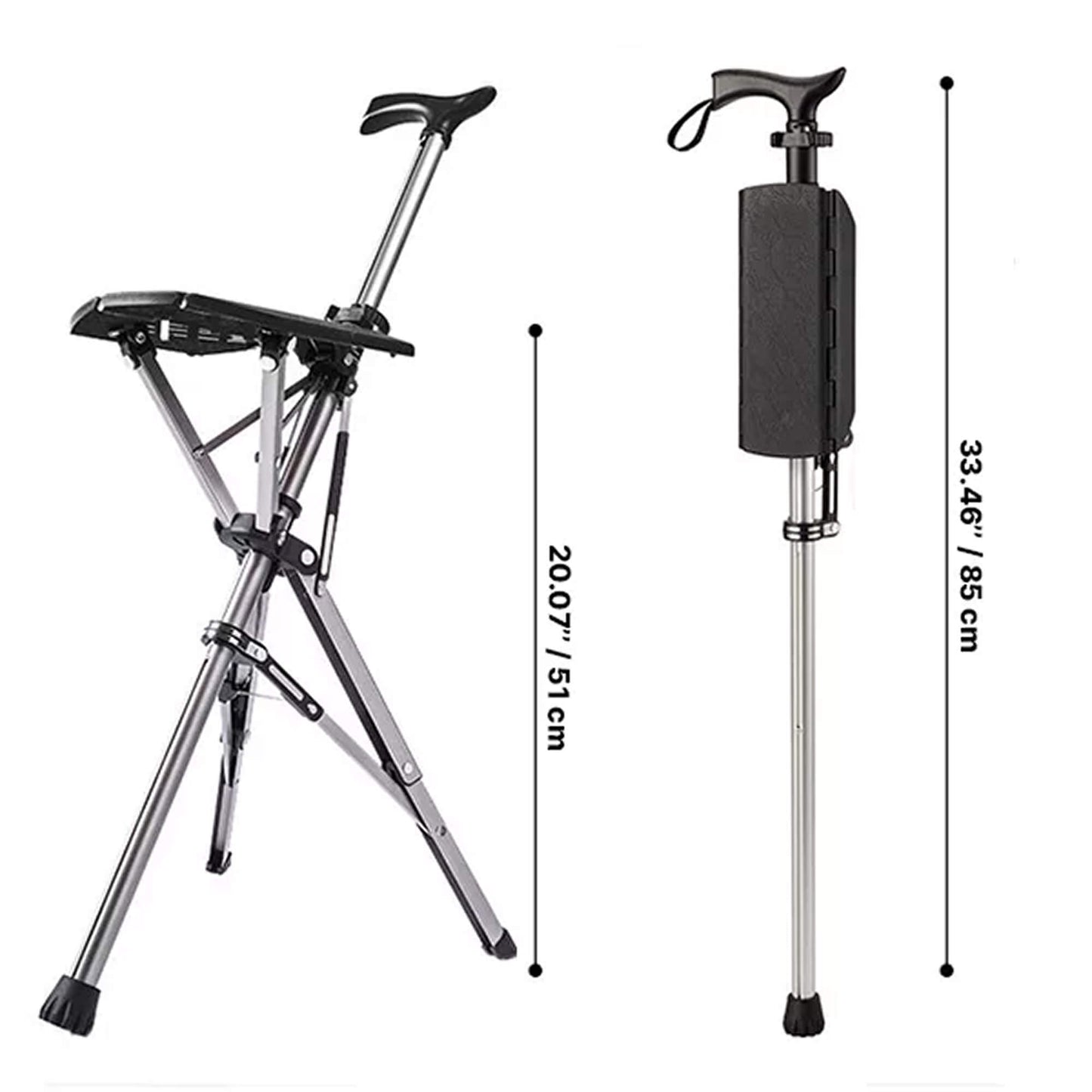 Compact Folding Walking Stick Seat