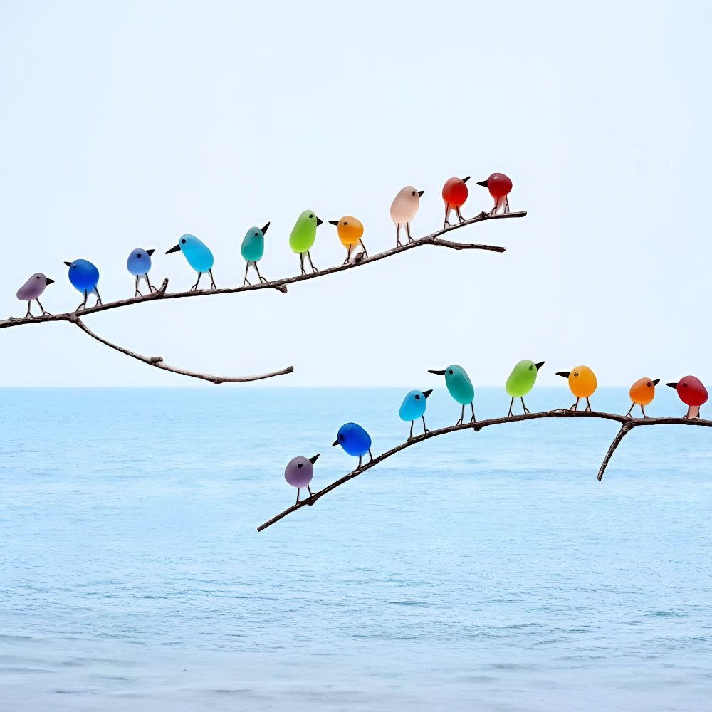 Coastal Beach Glass Bird Wood Decor