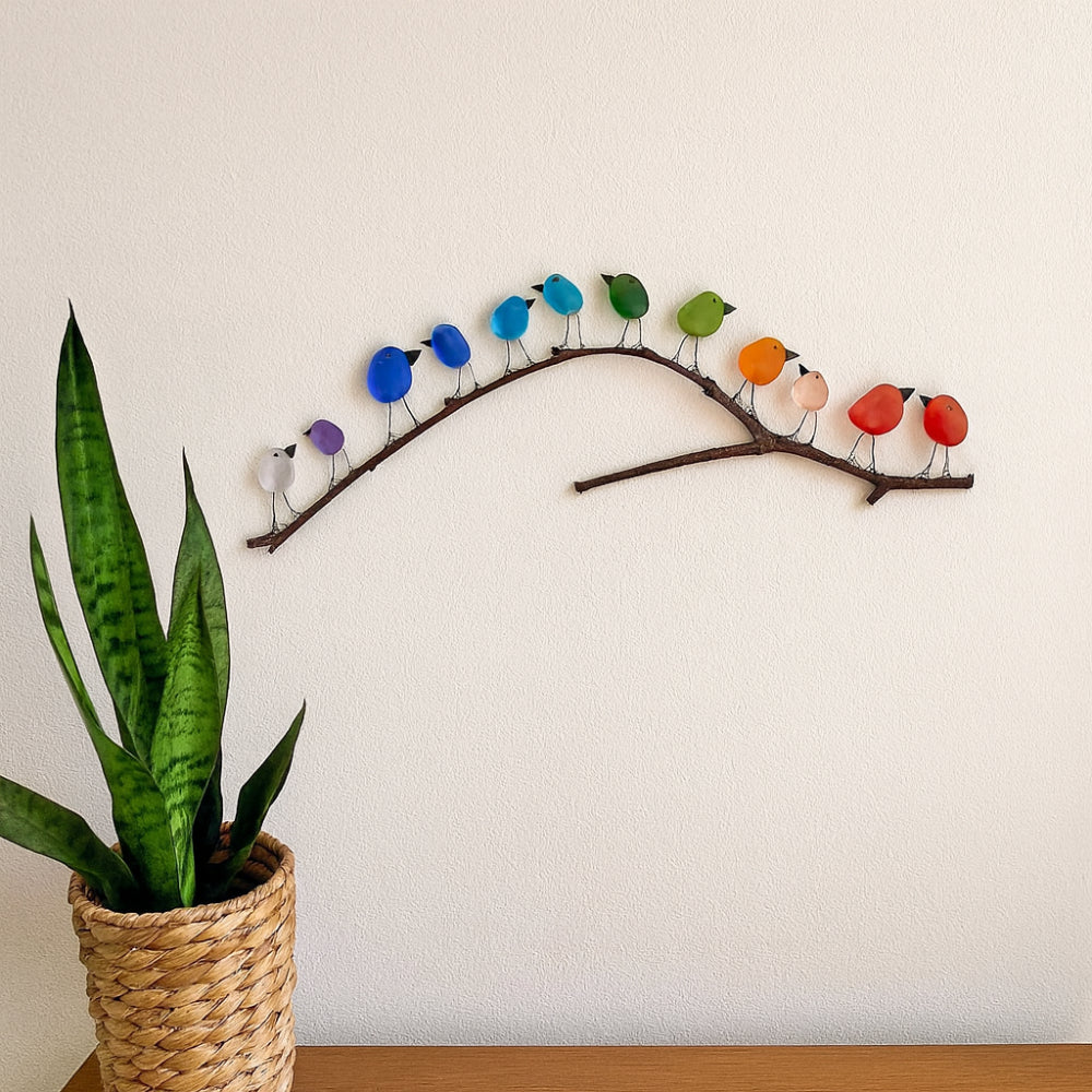 Coastal Beach Glass Bird Wood Decor