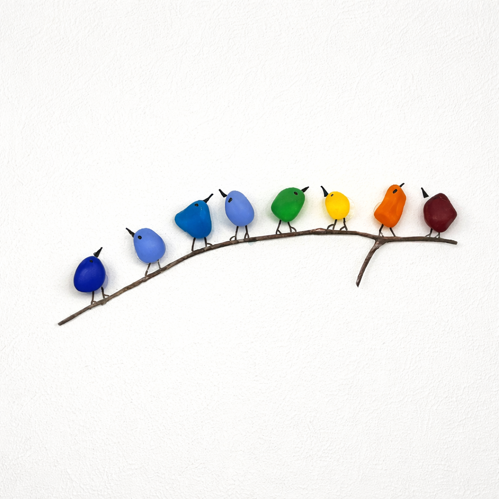Coastal Beach Glass Bird Wood Decor