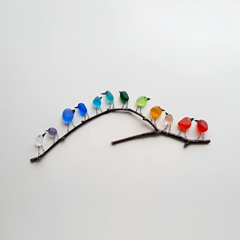 Coastal Beach Glass Bird Wood Decor