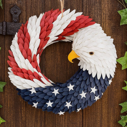 Patriotic Eagle Wreath Wooden Wall Decor - Lusomart