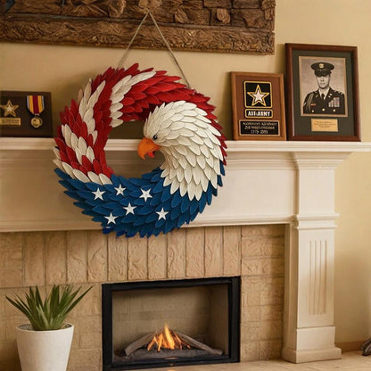 Patriotic Eagle Wreath Wooden Wall Decor
