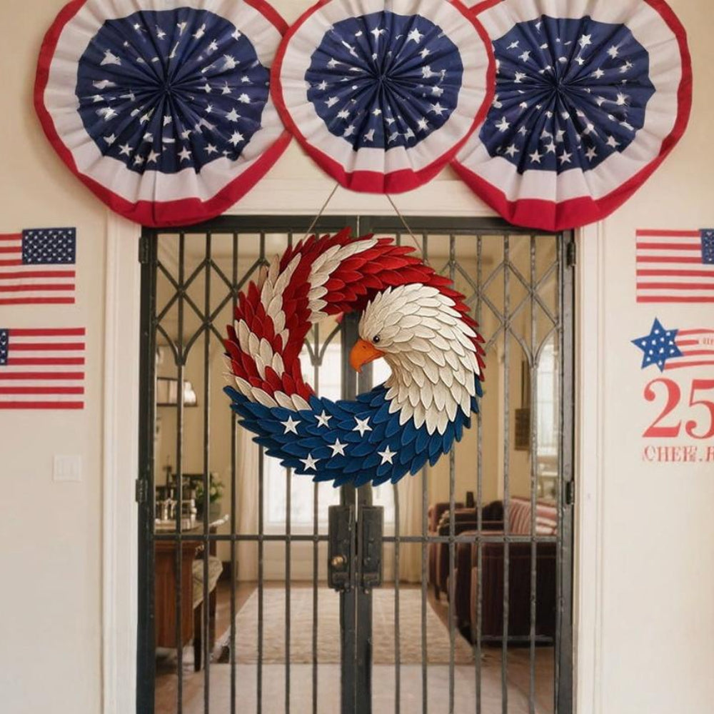 Patriotic Eagle Wreath Wooden Wall Decor