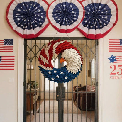 Patriotic Eagle Wreath Wooden Wall Decor