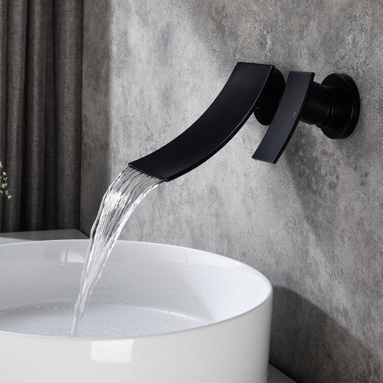 Modern Single Handle Wall Mount Waterfall Bathroom Faucet