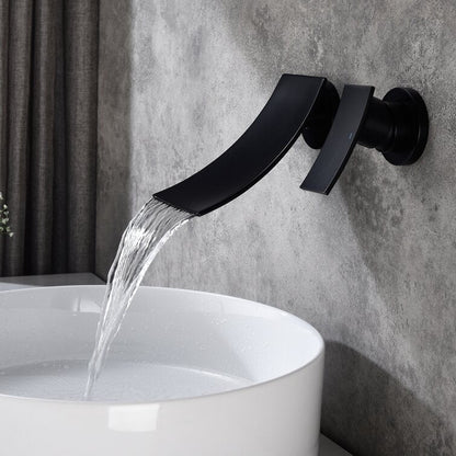 Modern Single Handle Wall Mount Waterfall Bathroom Faucet