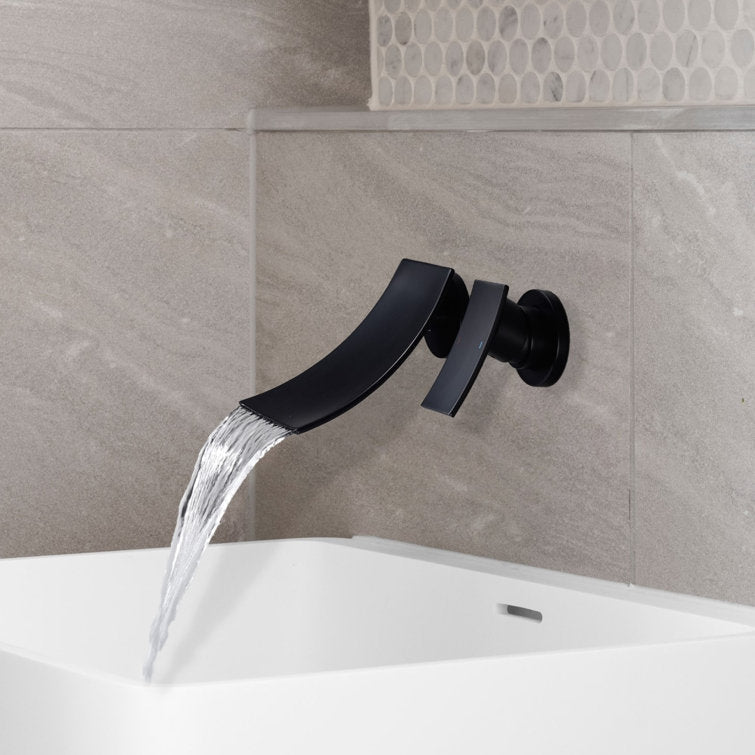 Modern Single Handle Wall Mount Waterfall Bathroom Faucet