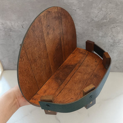 Rustic Wood Round Wall Shelf Storage Unit
