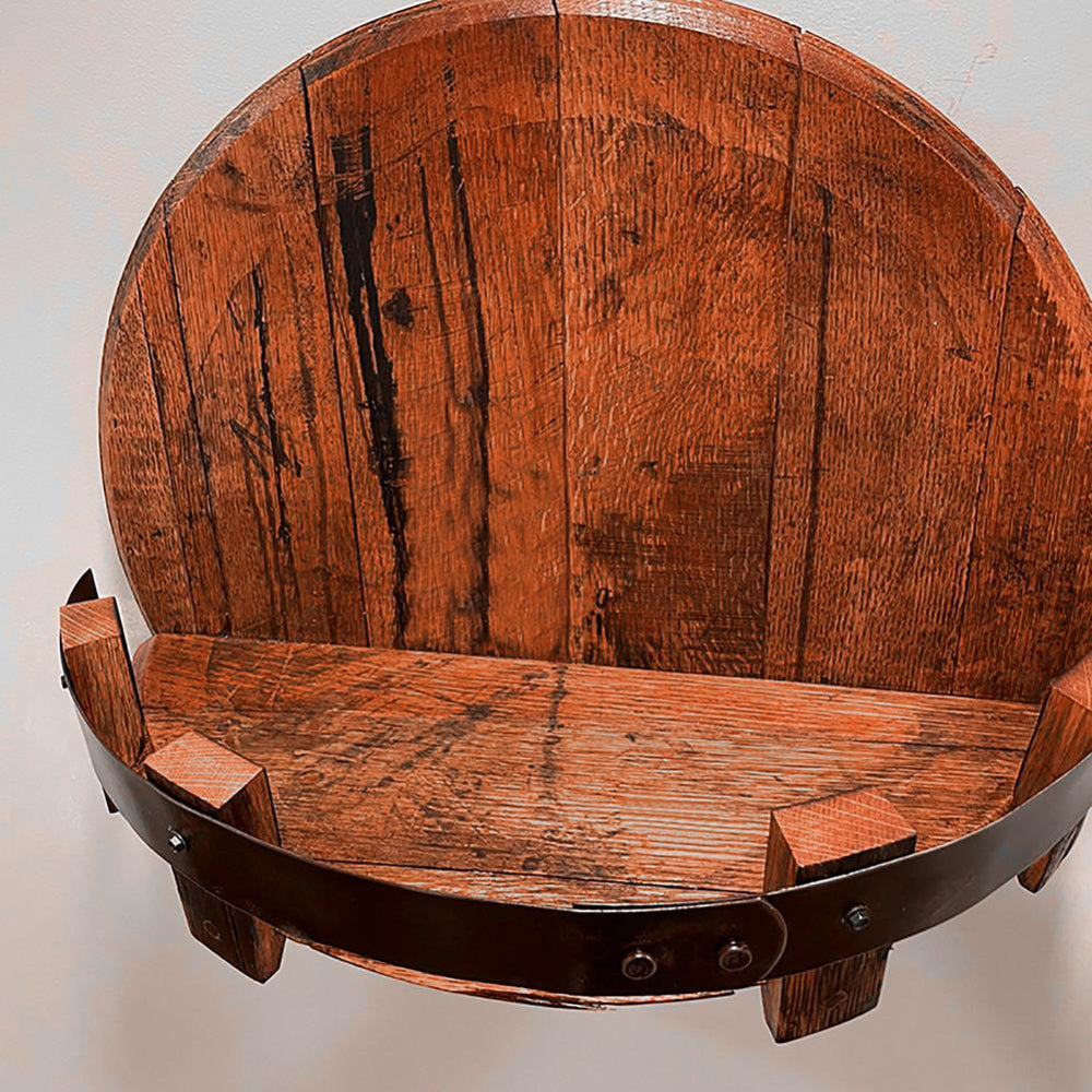 Rustic Wood Round Wall Shelf Storage Unit
