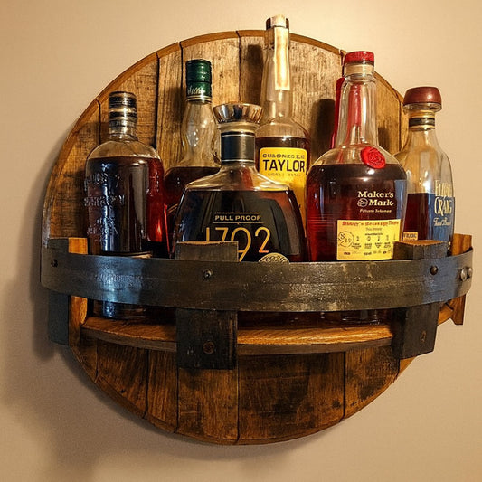 Rustic Wood Round Wall Shelf Storage Unit - Lusomart
