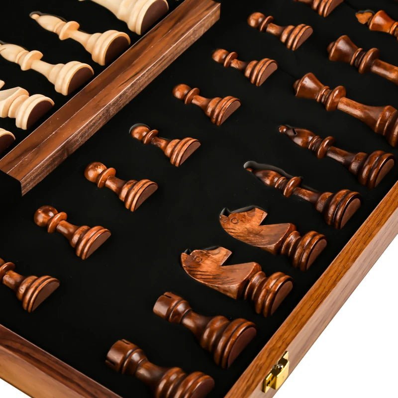 WalnutCraft | Elegant Classic Foldable Wooden Chess Set 7
