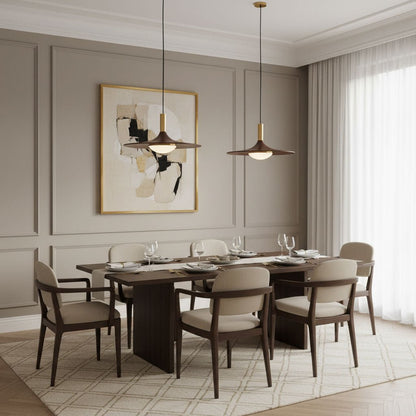 WalnutGlow | Elegant Brass and Wood Modern Kitchen Pendant Lighting 4