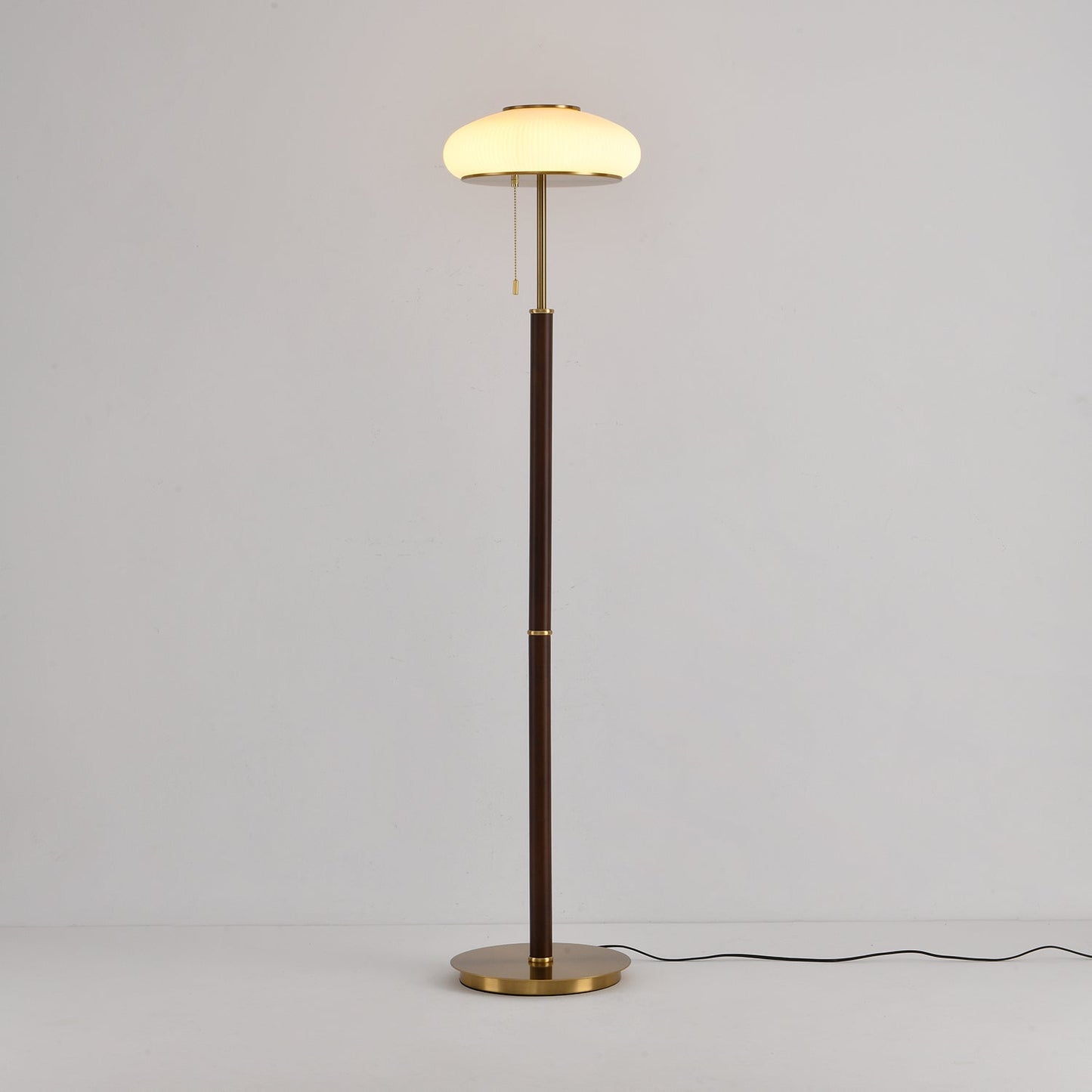 WalnutGlow | Elegant Modern Brass Floor Lamp for Living Room 1