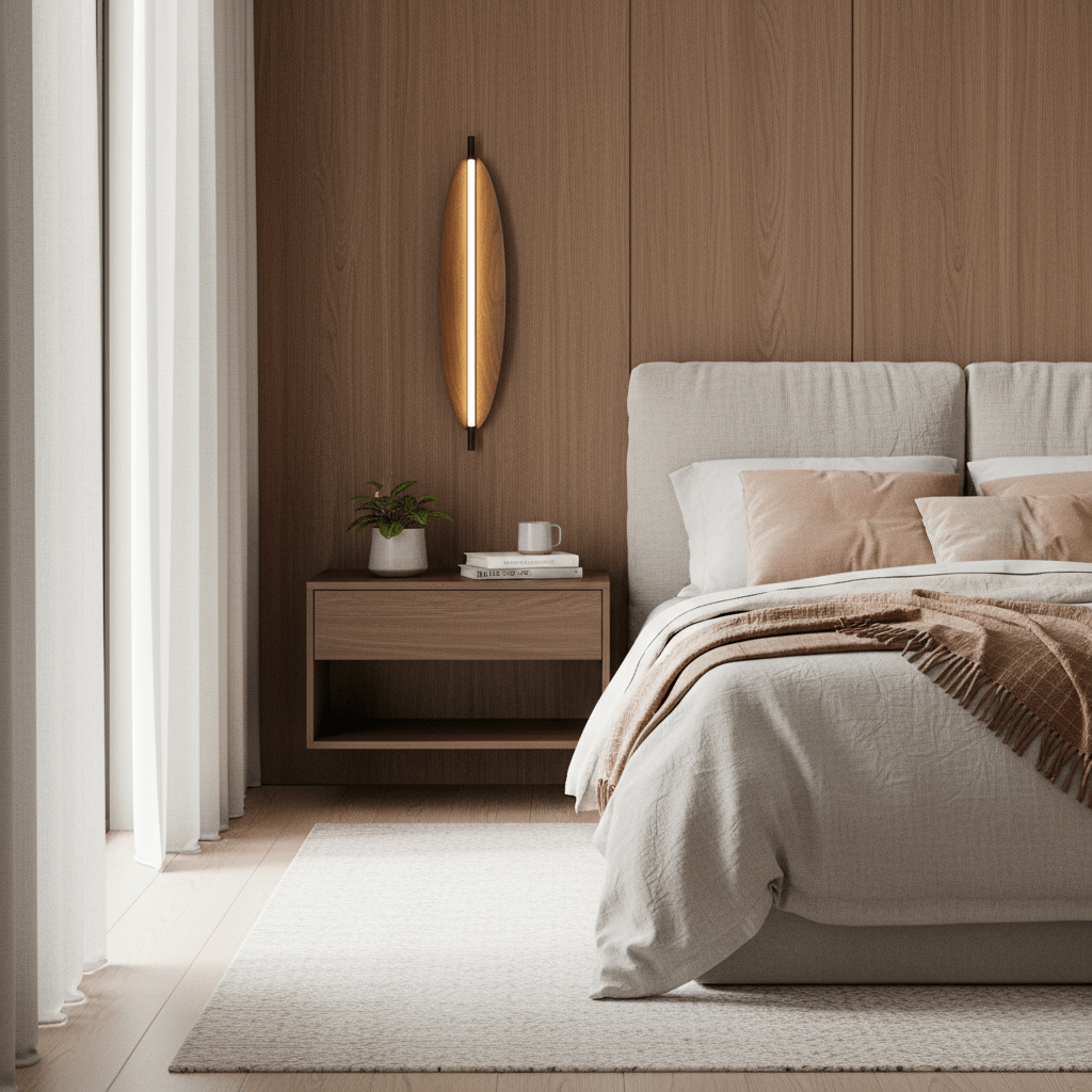 WalnutGlow | Elegant Modern Japandi Wall Sconce Lighting Fixture 4