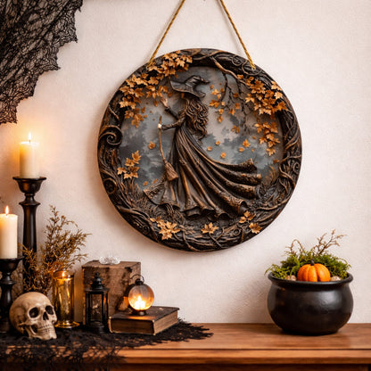 Rustic Wooden Witch Decor Door Sign