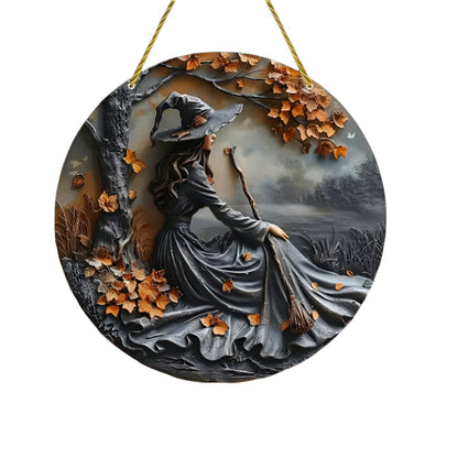 Rustic Wooden Witch Decor Door Sign