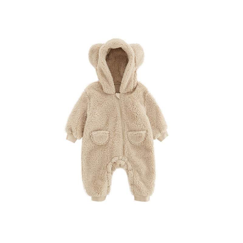 Warm Baby Fleece Romper with Animal Print 3