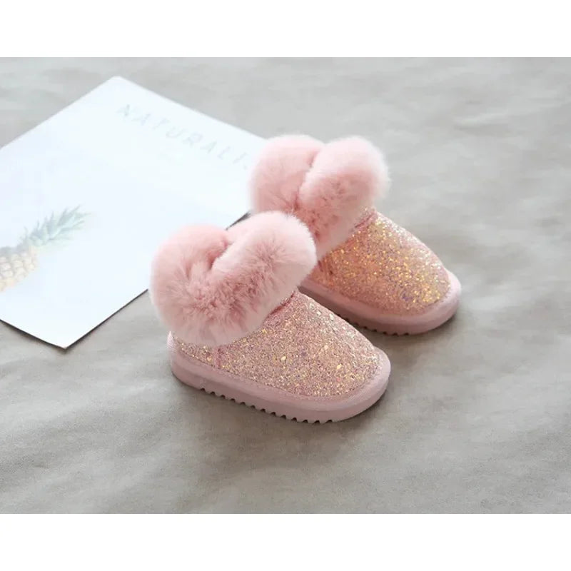 Cozy Girls Snow Boots - Pink Fleece Lined Shoes - Lusomart