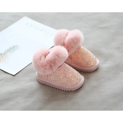 Cozy Girls Snow Boots - Pink Fleece Lined Shoes - Lusomart