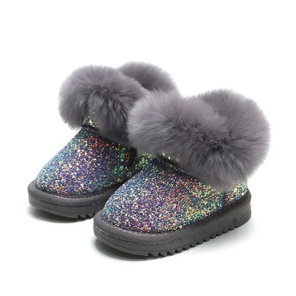 Warm Glitter Kids' Winter Boots with Fleece Lining – Cozy and Stylish in Pink, Sizes 25-30