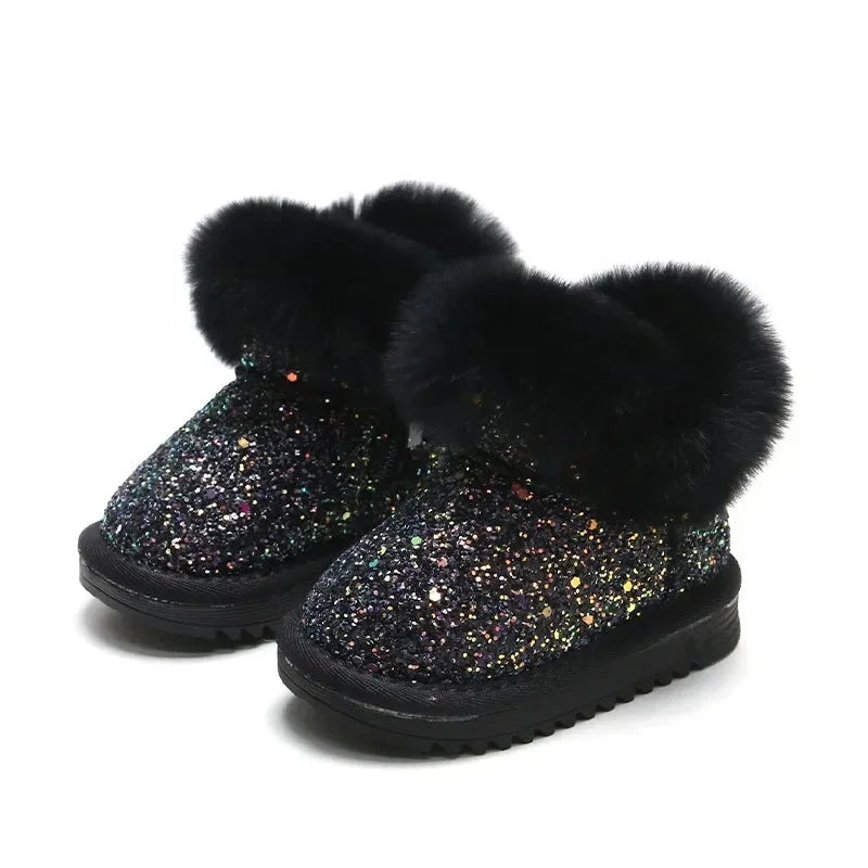 Warm Glitter Kids' Winter Boots with Fleece Lining – Cozy and Stylish in Pink, Sizes 25-30 3