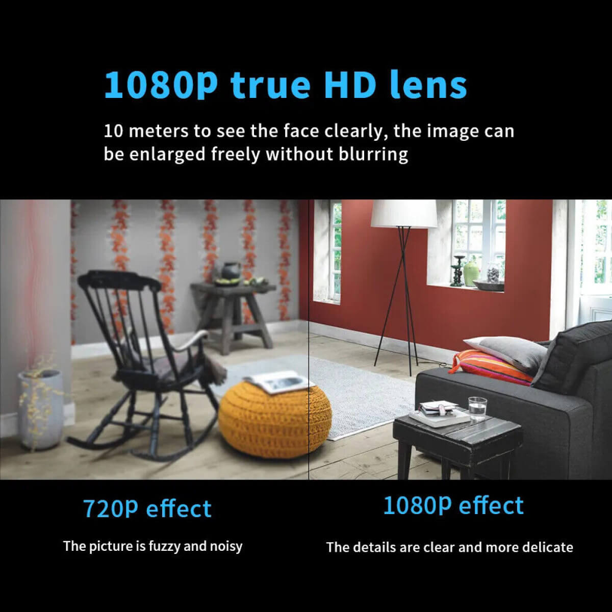 Compact 1080P WiFi Security Camera with Wide Night View