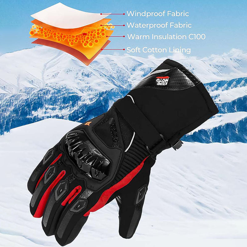 Warm Waterproof Motorcycle Gloves for Cold Weather