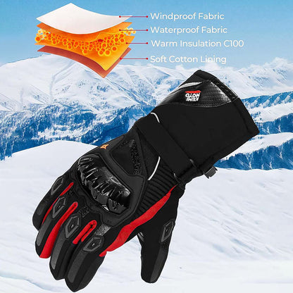Warm Waterproof Motorcycle Gloves for Cold Weather