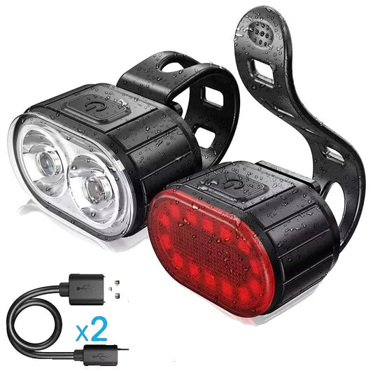 Bright USB Rechargeable Bike Light Set - Lusomart