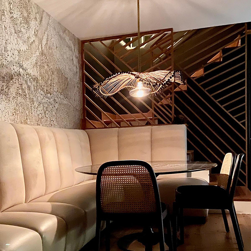 Natural Wicker Hanging Lamp, Unique Ceiling Light Fixture