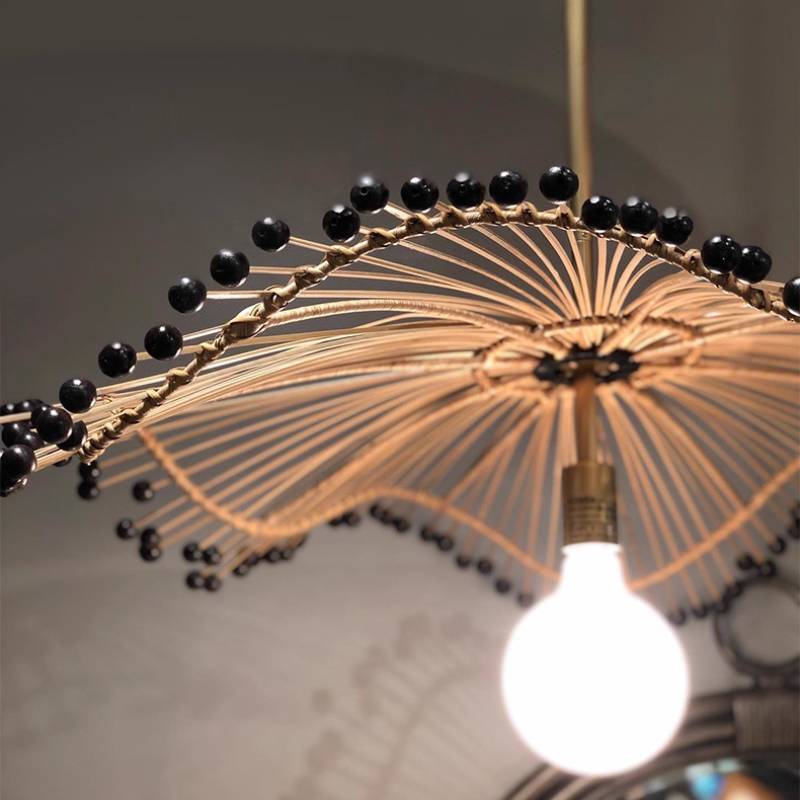 Natural Wicker Hanging Lamp, Unique Ceiling Light Fixture