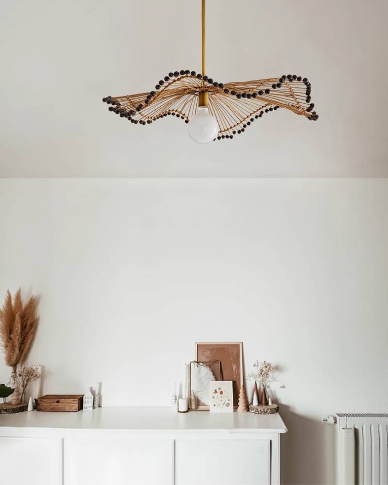 Natural Wicker Hanging Lamp, Unique Ceiling Light Fixture