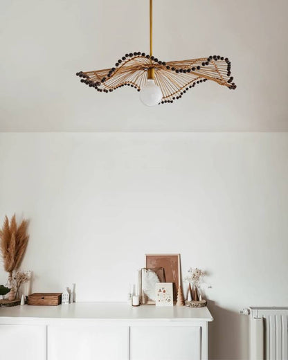 Natural Wicker Hanging Lamp, Unique Ceiling Light Fixture
