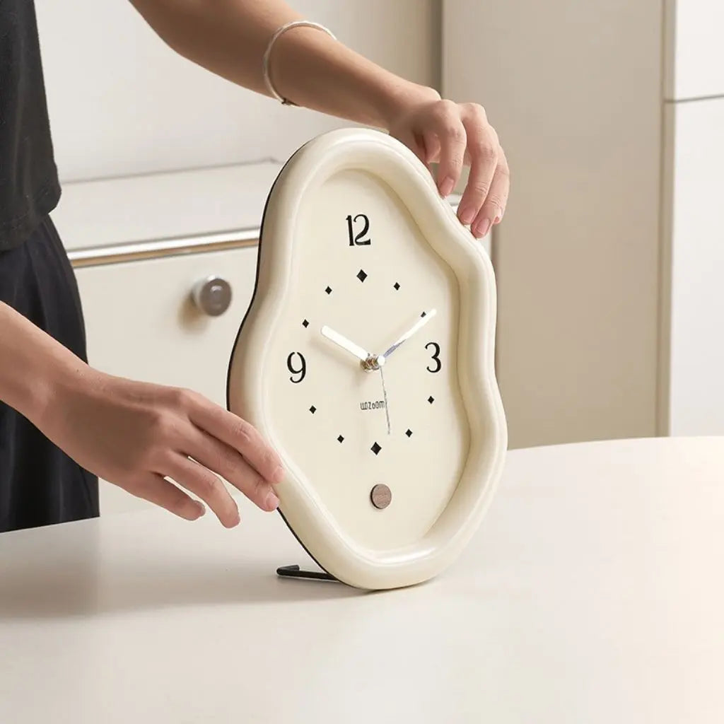 Compact wooden table clock perfect desk size for versatile placement in home office or bedroom spaces