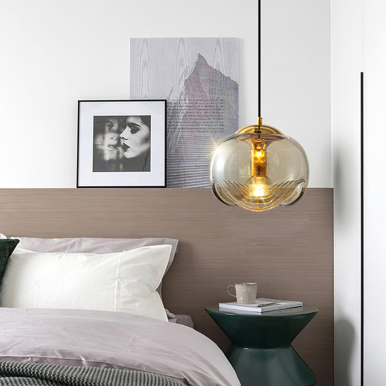 Unique Curved Glass Hanging Light