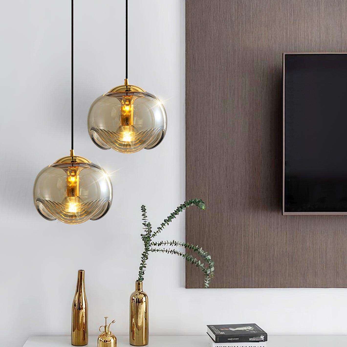 Unique Curved Glass Hanging Light